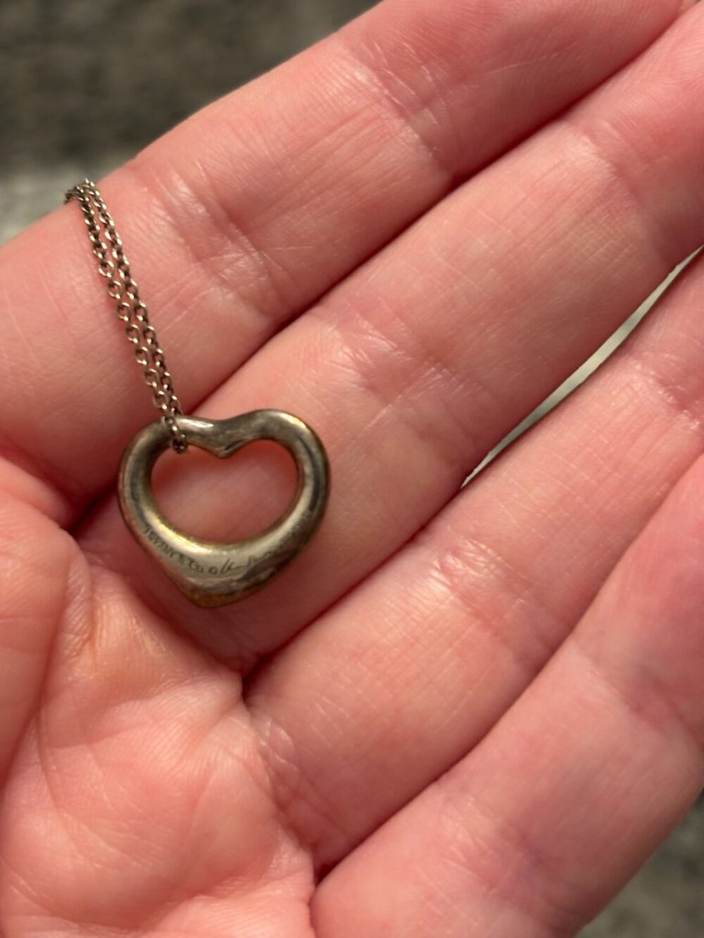 Tiffany & Co. Silver Open Heart Necklace